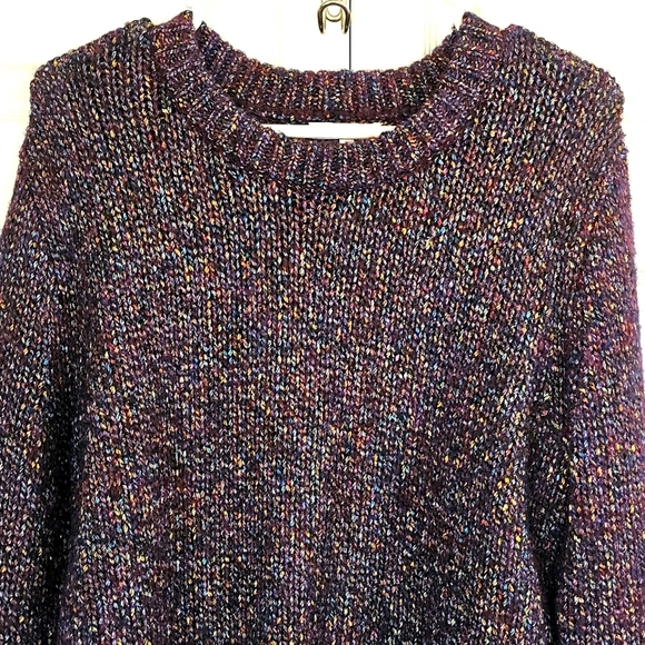 Madewell Metallic Shimmer Pullover Crewneck Sweater Purple Medium Chunky Winter - Picture 3 of 7